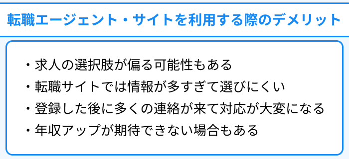 ヘルスケア業界が転職エージェント・サイトを利用する際のデメリットのイラスト