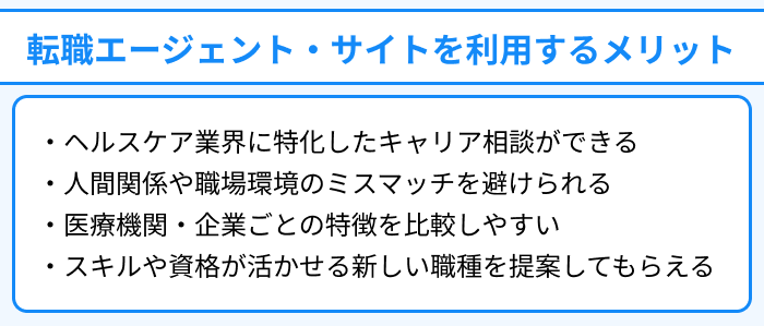ヘルスケア業界の転職エージェント・サイトを利用するメリットのイラスト