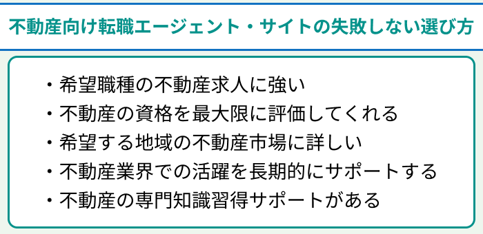 不動産業界向け転職エージェントと転職サイトの失敗しない選び方のイラスト