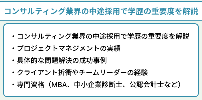 コンサルティング業界の中途採用で学歴の重要度を解説のイラスト